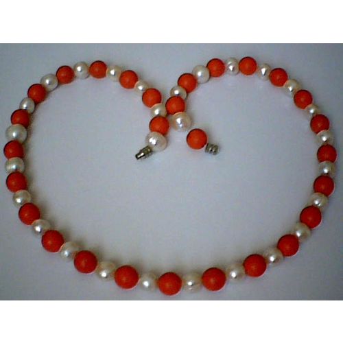 SUPERB QUALITY & SPLENDID 8MM CORAL & FW PEARL NECKLACE