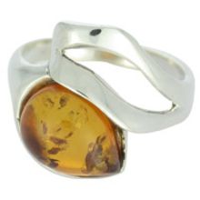 SUPERB AMBER RING WITH SOLID 925 STERLING SILVER Size8 5G