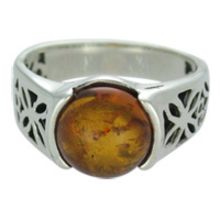 SUPERB BALTIC AMBER RING / SOLID 925 STERLING SILVER Size7 5.7G
