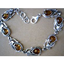 REAL AMBER BRACELET WITH SOLID 925 STERLING SILVER 17G