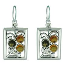 REAL AMBER EARRING WITH SOLID 925 STERLING SILVER 6.6G