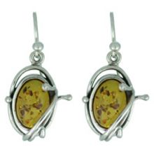 REAL AMBER EARRING WITH SOLID 925 STERLING SILVER 6.7G
