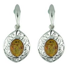 SUPERB AMBER & SOLID 925 STERLING SILVER EARRING 6.80G