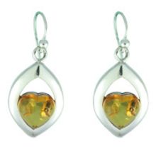 SUPERB AMBER & SOLID 925 STERLING SILVER EARRING 7.50G