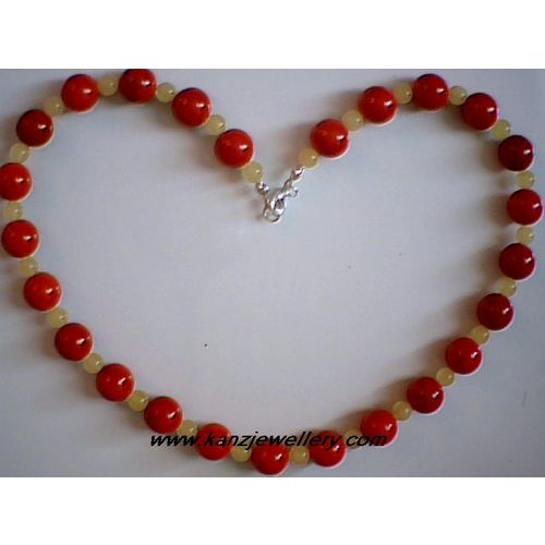REAL BALTIC AMBER / RED CORAL & 925 STERLING SILVER NECKLACE