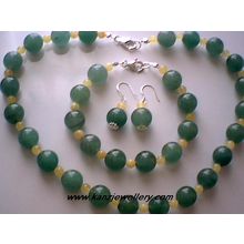 REAL BALTIC AMBER / AVENTURINE & 925 STERLING SILVER SET