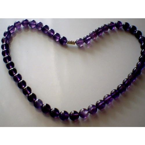 SUPERB QUALITY & BEAUTIFUL 8MM BEADS AMETHYST NECKLACE