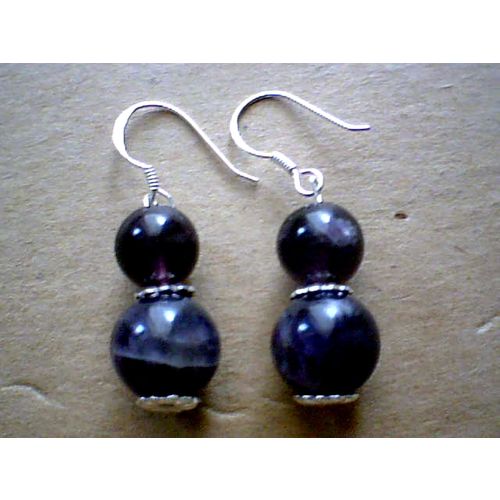 SUPERB REAL AMETHYST EARRING & 925 STERLING SILVER