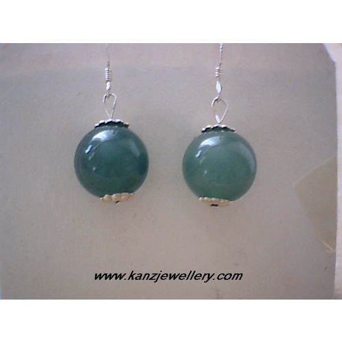 SUPERB REAL AVENTURINE EARRING & 925 STERLING SILVER