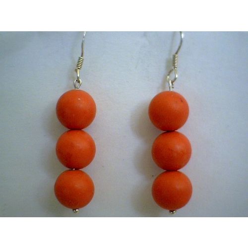 SUPERB NATURAL RED CORAL & 925 STERLING SILVER EARRINGS