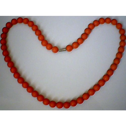 SUPERB QUALITY & DELIGHTFUL 8MM RED CORAL NECKLACE