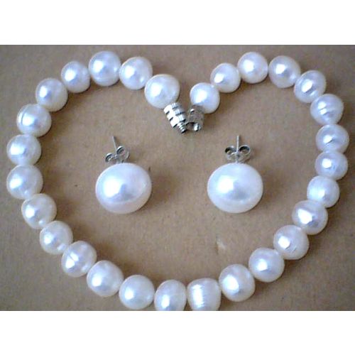 SUPERB FW PEARL SET BRACELET / EARRING STUD WITH 925 SS