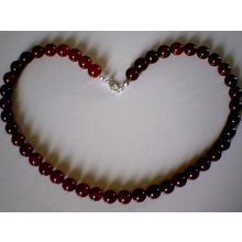 GRADE A RED AGATE BEADS & 925 STERLING SILVER NECKLACE