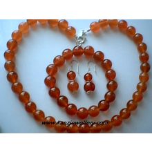 GENUINE 10MM RED AGATE / 925 STERLING SILVER SET