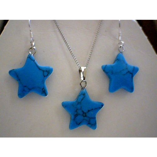 SUPERB TURQUOISE STAR & 925 STERLING SILVER QUALITY SET