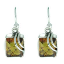 ELEGANT AMBER EARRING AND SOLID 925 STERLING SILVER 6G