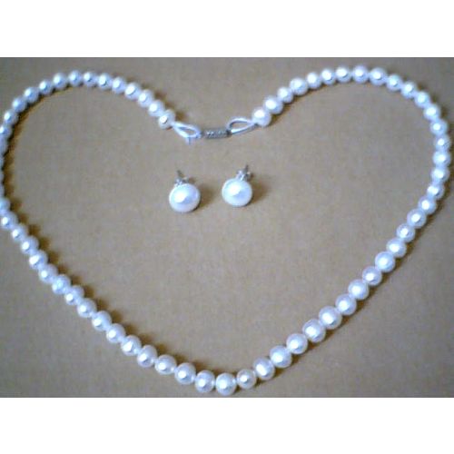 SUPERB FW PEARL SET NECKLACE / EARRING STUD WITH 925 SS