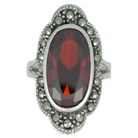 MARCASITE RING WITH ZIRCONIA & 925 STERLING SILVER