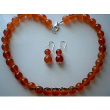 GENUINE 10MM RED AGATE / 925 STERLING SILVER SET